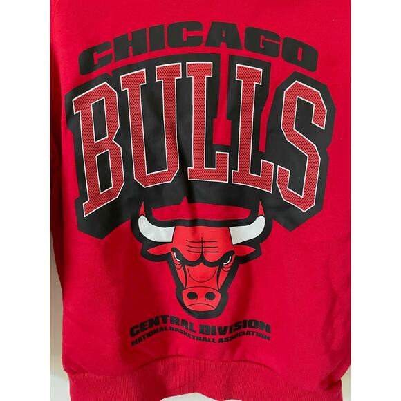 NBA Chicago Bulls Basketball Crewneck Sweatshirt Red Black Kids Size 9-10 - Picture 2 of 8